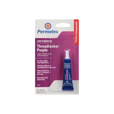 Permatex Automotive Low Strength Threadlocker Purple 6mL tube carded 24024